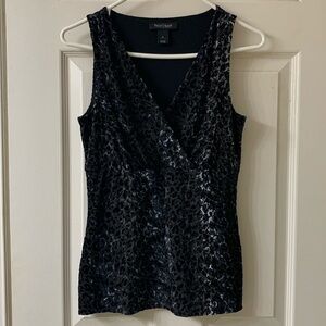 🌷3 for$25🌷White House Black Market, US S, Black & Silver Sleeveless Top